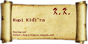 Kupi Klára névjegykártya